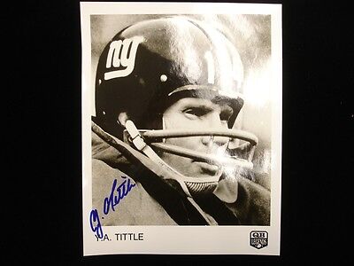 Y. A. Tittle NY Giants Autographed 8" x 10" B&W Photograph - w/ LOA