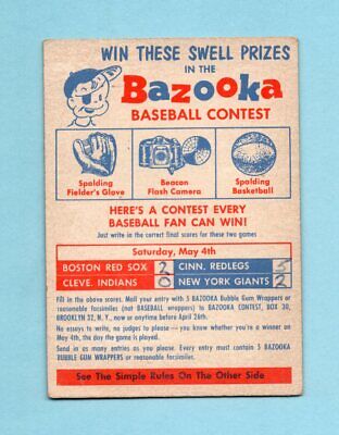 1957 Topps Contest Baseball Card - Saturday, May 4th EX pen mks ft 