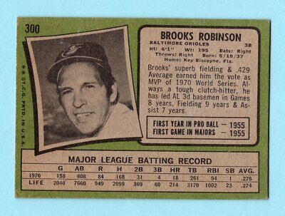 1971 Topps #300 Brooks Robinson Baltimore Orioles Baseball Card EX ap cres tr  