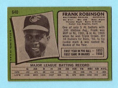 1971 Topps #640 Frank Robinson Baltimore Orioles Baseball Card EX ap wrks