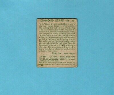 1934-36 Diamond Stars #45 Jo Jo White Detroit Tigers Baseball Card VG w/wrinkle 