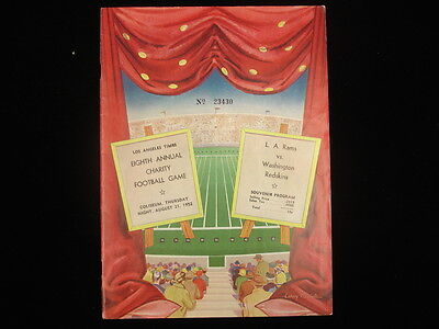 August 21, 1952 Washington Redskins @ Los Angeles Rams Charity Program