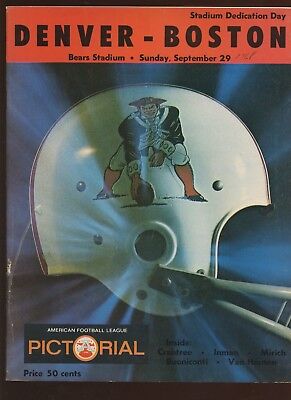 September 29 1968 AFL Program Boston Patriots at Denver Broncos EXMT