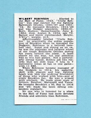 1950 Callahan Hall of Fame Wilbert Robinson Baseball Card NM 