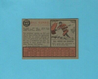 1962 Topps #147 Bill Kunkel Ball in Hand Variation K C Athletics Baseball Card  