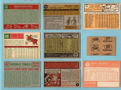 1959 thru 1967 Topps Lot of 12 Different Rocky Colavito Baseball Cards LG - NM