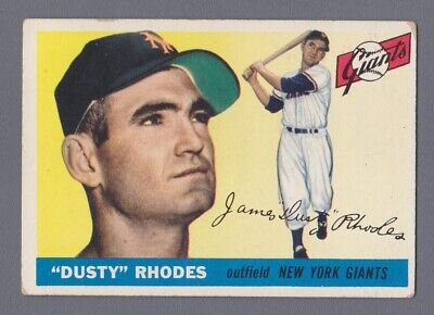 1955 Topps #1 Dusty Rhodes New York Giants Baseball Card Vg/Ex cres bk