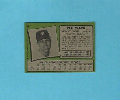 1971 Topps #667 Pete Ward New York Yankees High Number Baseball Card Ex/Mt o/c