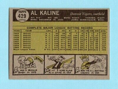 1961 Topps #429 Al Kaline Detroit Tigers Baseball Card NM o/c 