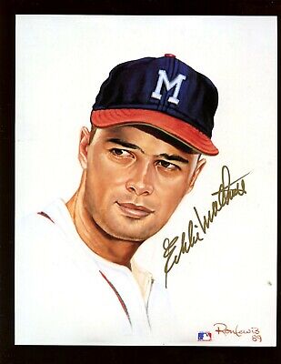 Eddie Mathews Autographed Ron Lewis Print #283 / 5000 Hologram