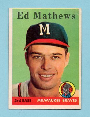 1958 Topps #440 Eddie Mathews Milwaukee Braves Baseball Card NM o/c ap wrks trc