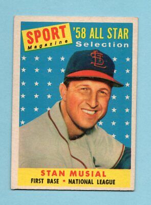 1958 Topps #476 Stan Musial All-Star St. Louis Cardinals Baseball Card EX+