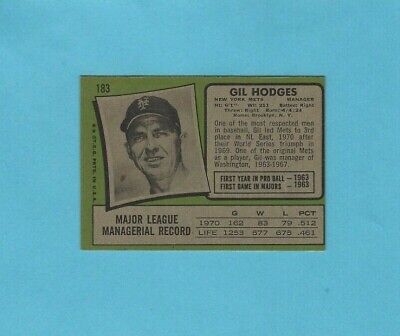 1971 Topps #183 Gil Hodges New York Mets Baseball Card Ex/Mt o/c