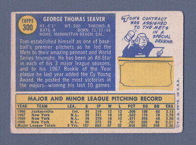 1970 Topps #300 Tom Seaver New York Mets Baseball Card Low Grade