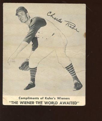 1958 Kahn's Wieners Baseball Card Charles Rabe