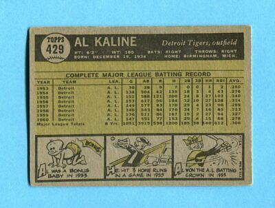 1961 Topps #429 Al Kaline Detroit Tigers Baseball Card VG+