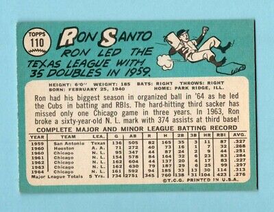 1965 Topps #110 Ron Santo Chicago Cubs Baseball Card EX+    