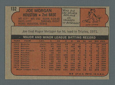 1972 Topps #132 Joe Morgan Houston Astros Baseball Card Ex/Mt o/c  