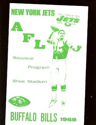 1968 AFL Program Buffalo Bills at New York Jets With Joe Namath Front Cover VGEX