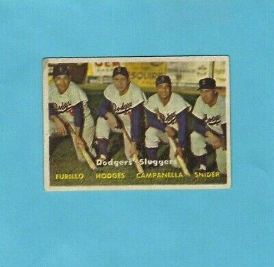 1957 Topps #400 Dodgers Sluggers Furillo Hodges Campanella Snider Baseball Card