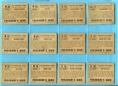 1950 Topps Freedom's War Starter Set Lot of 64 Different White Back Cards LG-EX+