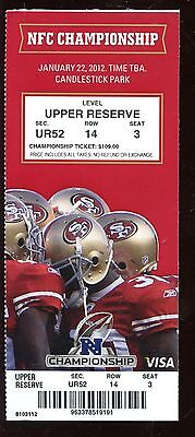 Jan 22 2012 NFL Championship Ticket New York Giants at 49’ers EXMT