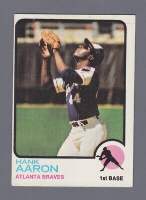 1973 Topps #100 Hank Aaron Atlanta Braves Baseball Card EX+ o/c 