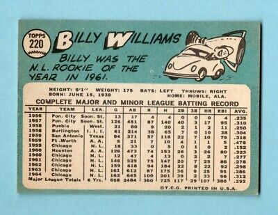 1965 Topps #220 Billy Williams Chicago Cubs Baseball Card EX+ ap vlsat     