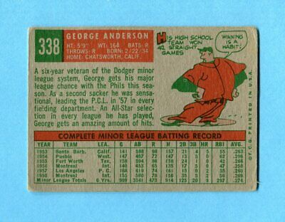 1959 Topps #338 Sparky Anderson Philadelphia Phillies Rookie Baseball Card VG