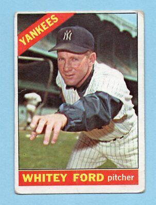 1966 Topps #160 Whitey Ford New York Yankees Baseball Card Low Grade 