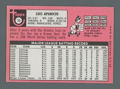 1969 Topps #75 Luis Aparicio Chicago White Sox Baseball Card NM   