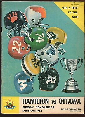 11-19 1967 Canadian Football League Program Hamilton Tiger Cats vs Ottawa EX