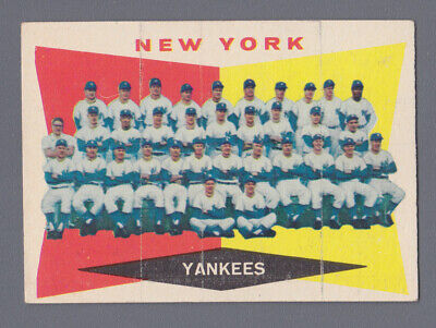 1960 Topps #332 New York Yankees Team Baseball Card EX prt lns, Unchecked back