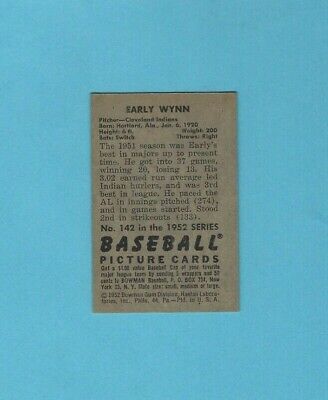 1952 Bowman #142 Early Wynn Cleveland Indians Baseball Card 