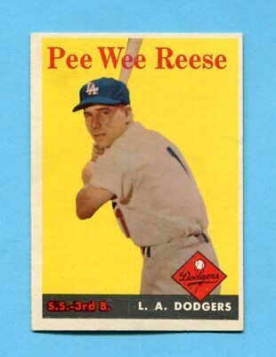 1958 Topps #375 Pee Wee Reese Los Angeles Dodgers Baseball Card Ex/Mt o/c tyw