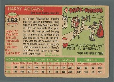 1955 Topps #152 Harry Agganis Boston Red Sox Rookie Baseball Card Low Grade