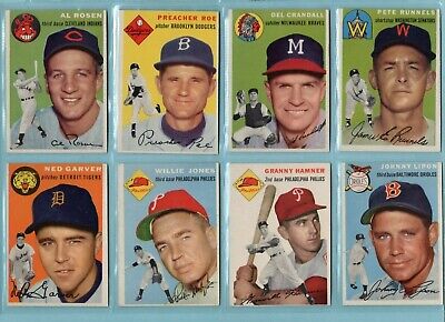 1954 Topps Starter Set Lot of 16 Different Baseball Cards Ex+/Ex-Mt 