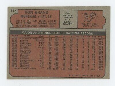 1972 Topps #773 Ron Brand Montreal Expos High Number Baseball Card Ex/Mt