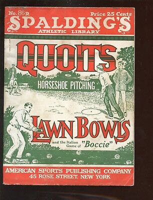 1924 Spalding Quoits Horseshoes and Lawn Bowls Boccie Guide VG-EX