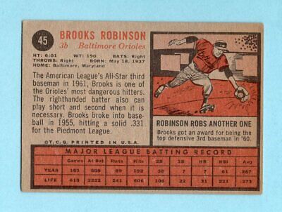 1962 Topps #45 Brooks Robinson Baltimore Orioles Baseball Card VG-EX no creases