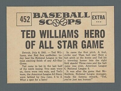 1961 Nu-Card Baseball Scoops #452 Ted Williams Baseball Card NM 