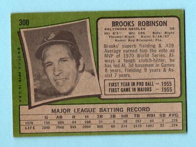 1971 Topps #300 Brooks Robinson Baltimore Orioles Baseball Card EX - EX+ 