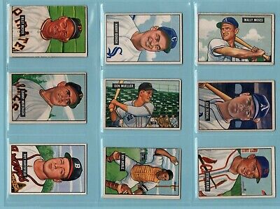 1951 Bowman Starter Set Lot of 18 Diff High Number Baseball Cards V/E - EX issu 