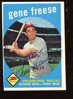 1959 Topps Baseball Card #472 Gene Freese Autographed EXMT+ OC