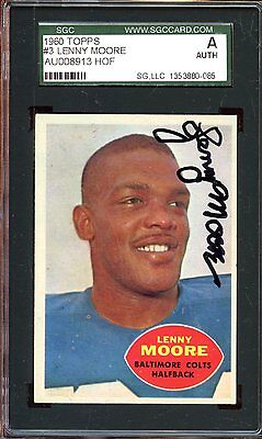 1960 Topps Football Card #3 Lenny Moore Autographed SGC Authentic