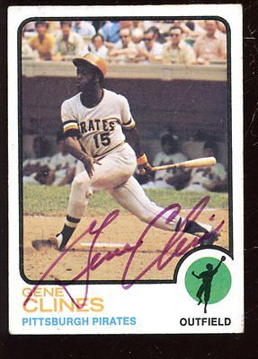 1973 Topps Baseball Card #333 Gene Clines Autographed VGEX