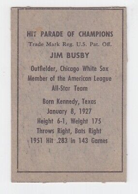 1952 Berk Ross Jim Busby Chicago White Sox Baseball Card 