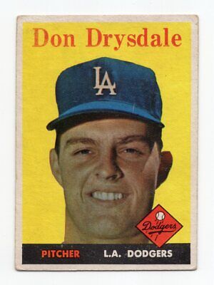 1958 Topps #25 Don Drysdale Los Angeles Dodgers Baseball Card EX