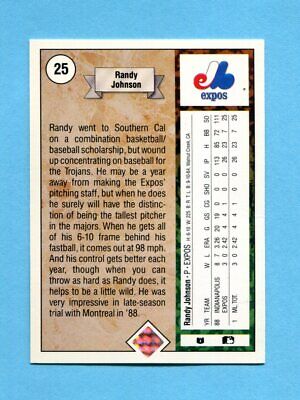 1989 Upper Deck #25 Randy Johnson Montreal Expos Rookie Baseball Card NM ap lgtc