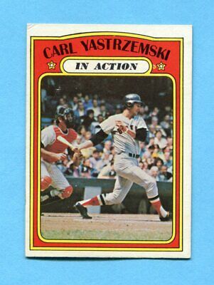 1972 Topps #38 Carl Yastrzemski In Action Boston Red Sox Baseball Card EX+ smc 